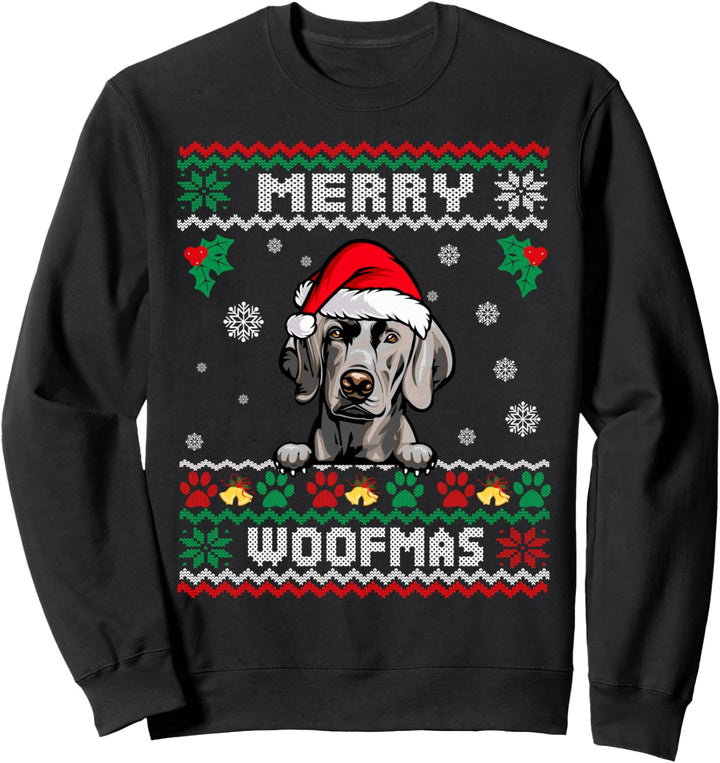 Frohe Woofmas Weimaraner Hund Lustige Weihnachten Ugly Xmas Sweatshirt