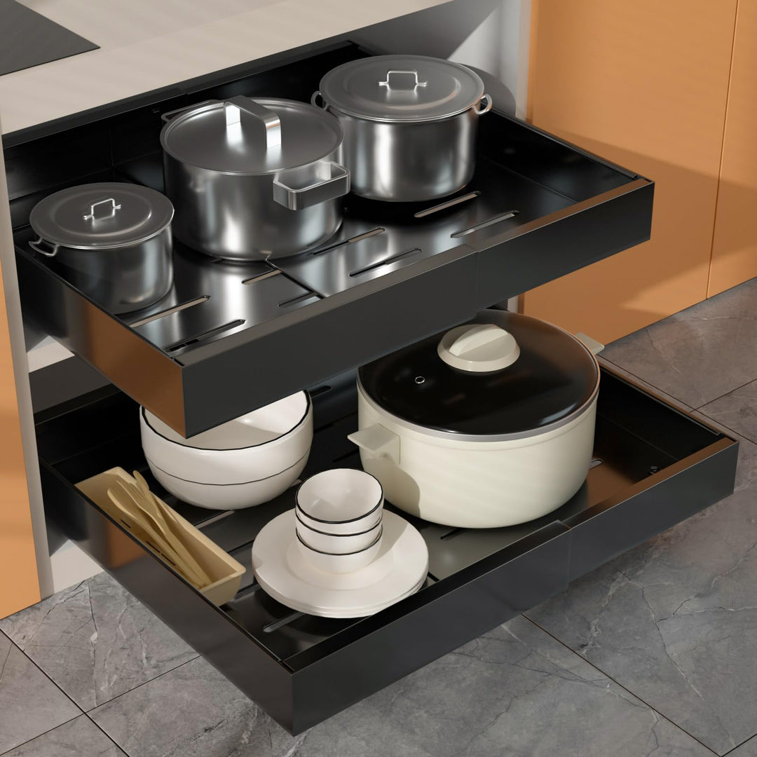 WIMEORS 2 Stück Ausziehbarer Schrank-Organizer, erweiterbar (32 cm - 51,8 cm),Teleskopschublademit S