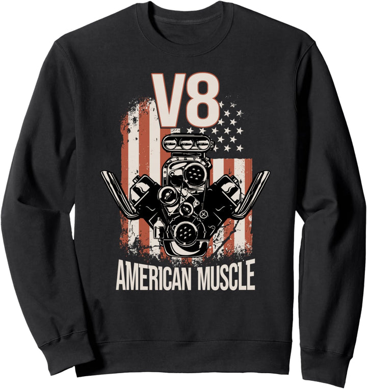 V8 American Muscle Car USA Flag V8 Sweatshirt