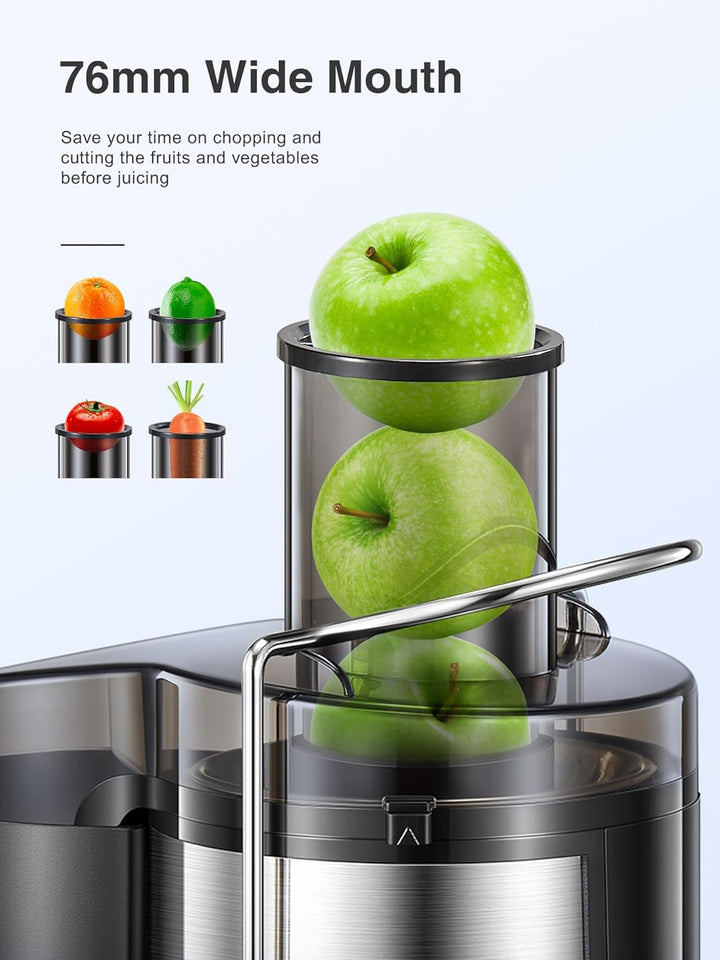 Reemix Entsafter für Obst und Gemüse aus Edelstahl, 800W Zentrifugal Entsafter 2 Geschwindigkeiten u