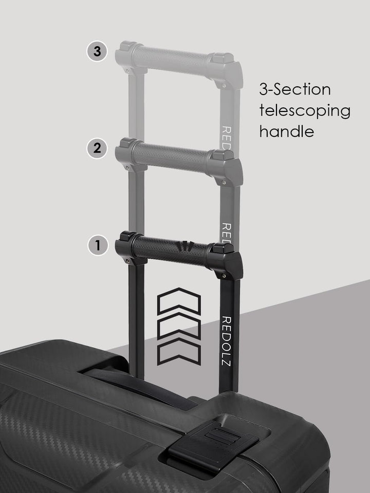 REDOLZ Hartschalen Kabinen-Koffer ohne Reissverschluss | 3-Punkt-Verschluss-System | Kleiner Trolley