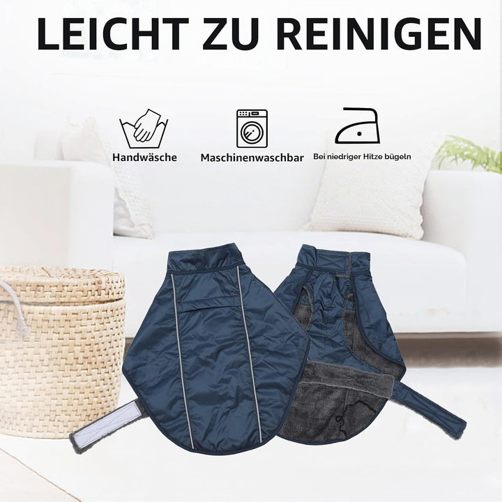 MOREZI Dachshund Regenmantel, wasserdichte Aussenschicht, Fleecefutter, reflektierende Besätze, Vers