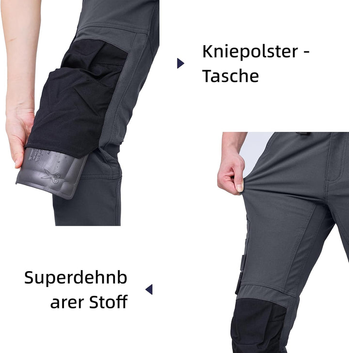 WORK IDEA Damen Slim-Fit Stretch Arbeitshose: Kritische Stoffbereiche aus Cordura – strapazierfähige