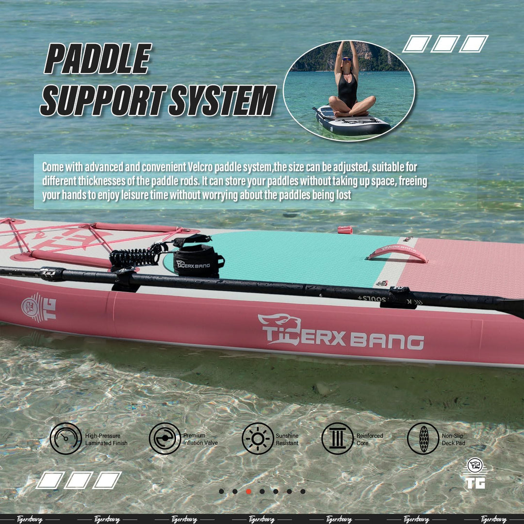 TIGERXBANG SUP Boards Stand Up Paddling Board, aufblasbare Paddle-Boards Defender-Pro-Kollektion Ros