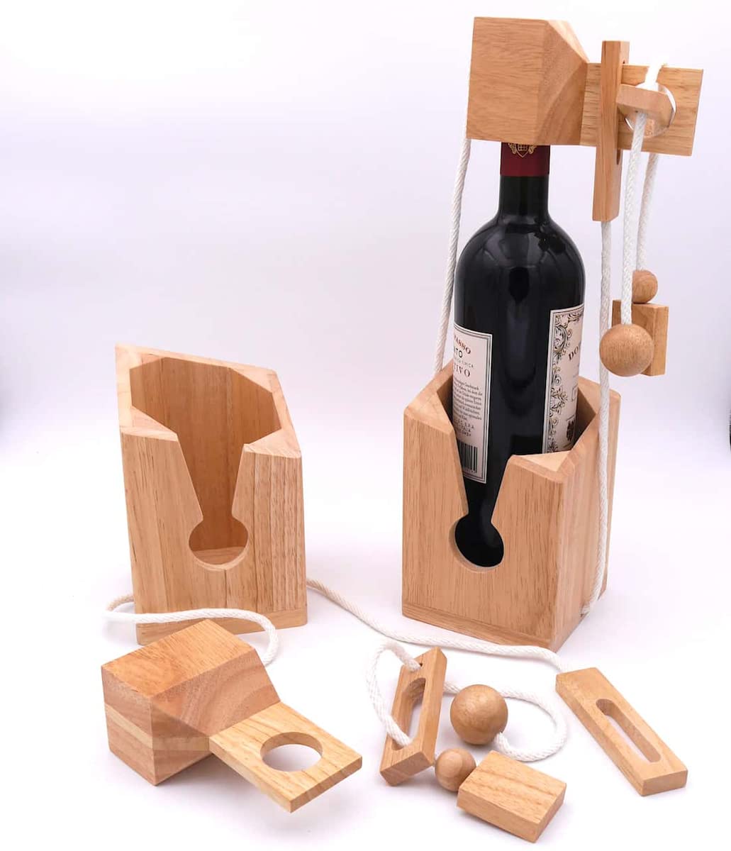 ROMBOL Flaschentresor - Edles Denkspiel aus Holz für grosse Flaschen, Modell:2, 2