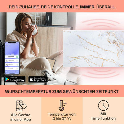 Klarstein Air Art Smart Infrarotheizung, Infrarot Heizung mit IoT/WiFi App-Steuerung, Erkennung Offe