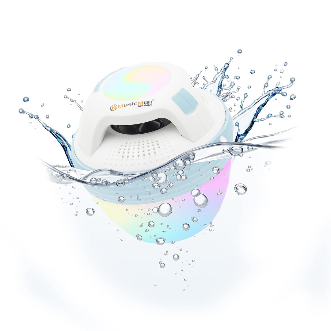 Musicman Pool-Lautsprecher BT-X60 - Tragbar, Kabellos und wasserdicht mit Bluetooth, 4 verschiedenfa