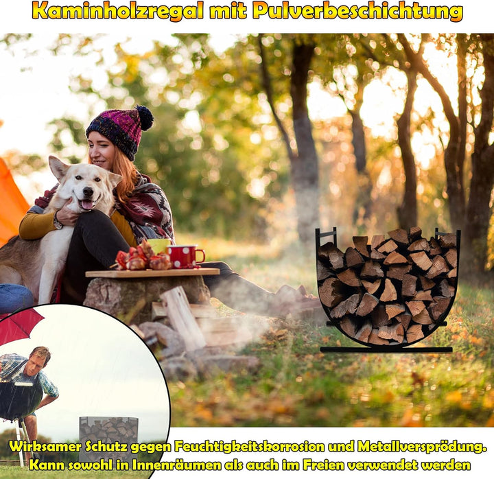 Froadp 44x37x40cm Kaminholzregal Metall Holzlager für Holzscheite Stapelhilfe Brennholzregal Aussen