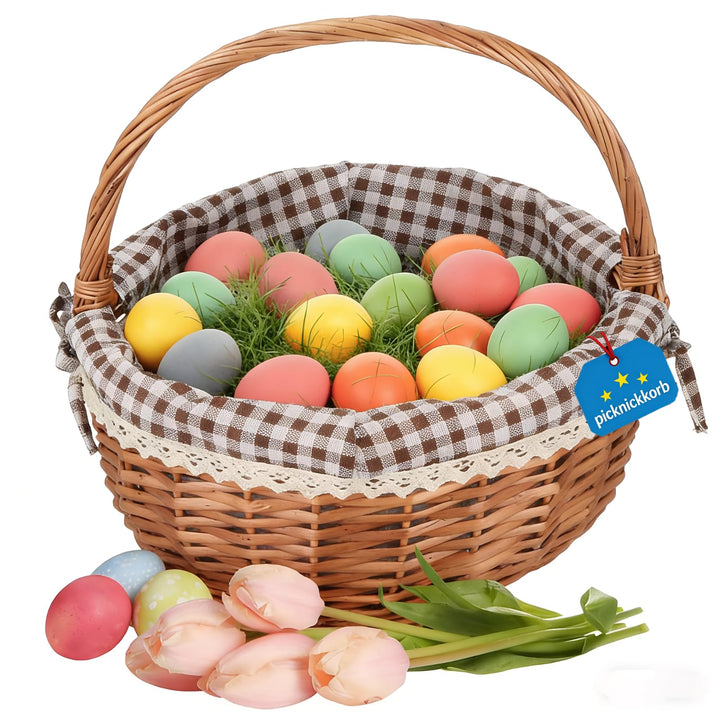 Toddmomy Natural Weidenkorb Picknickkorb, Gross Geflechten Einkaufskorb Mit Henkel Und & Liner, Gefl