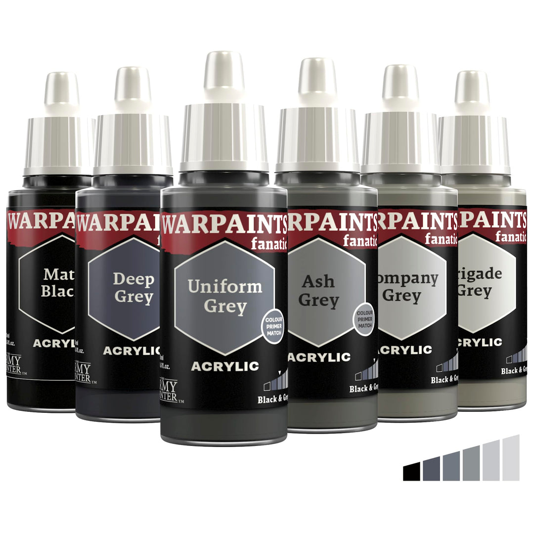 The Army Painter, Warpaints Fanatic Flexible Triad: Black & Greys, 6 x 18 ml Acrylfarbe, Miniatur-Ho