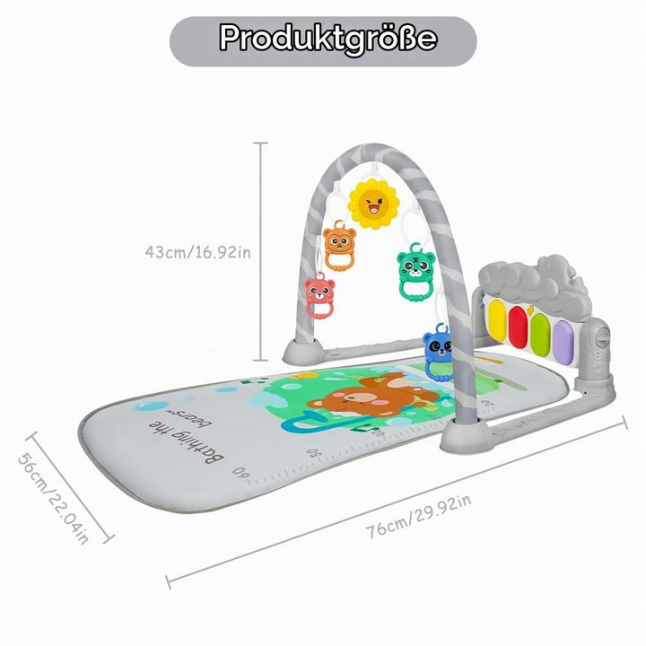 AOMIG Piano-Gym Spieldecke, Krabbeldecke mit Musik und Lichtern, Spielmatte mit Spielbogen abnehmbar
