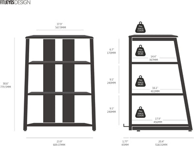 FITUEYES Design HiFi Rack aus Holz & Stahl, HiFi Regal mit verstellbaren Ablagen & Kabelmanagement,