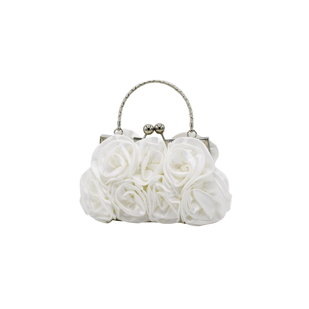 CORIOS Damen Elegante Abendtasche Blumen Clutch Tasche Handtasche mit Kette Kiss Lock Mini Rose Schu