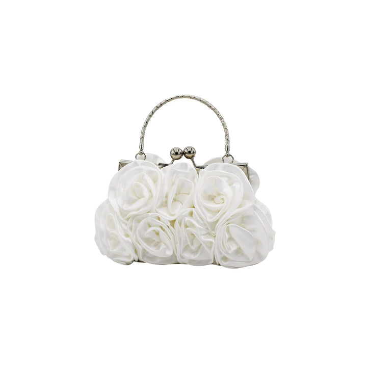 CORIOS Damen Elegante Abendtasche Blumen Clutch Tasche Handtasche mit Kette Kiss Lock Mini Rose Schu