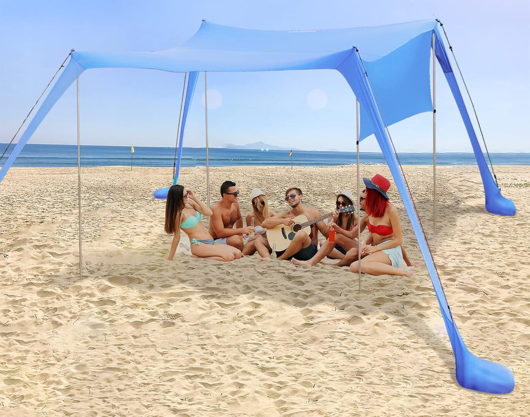 Strandzelt Sonnenschutz Strand zelte strandmuschel Muschel UPF50+ mit Sandschaufel, Erdnägeln und St