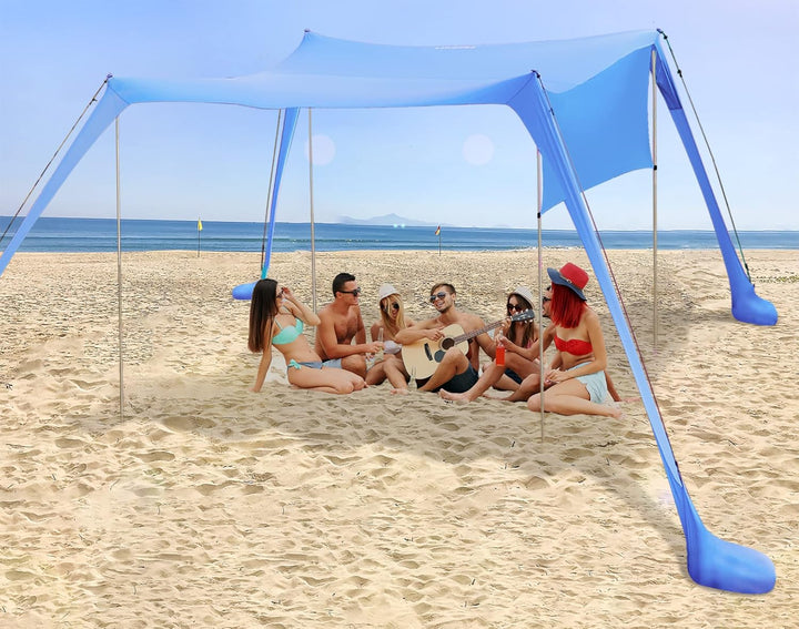 Strandzelt Sonnenschutz Strand zelte strandmuschel Muschel UPF50+ mit Sandschaufel, Erdnägeln und St