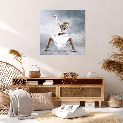 Bilder auf Leinwand 70x70cm Leinwandbild mit Rahmen Frau Tänzerin Ballett Gross Wanddeko Bild Schlaf