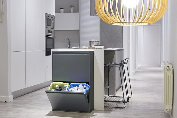 ARREGUI Basic CR604-B2 Mülltrennsystem aus Stahl | 4 Fächer Mülleimer für die Küche | 1 Extra Grosse