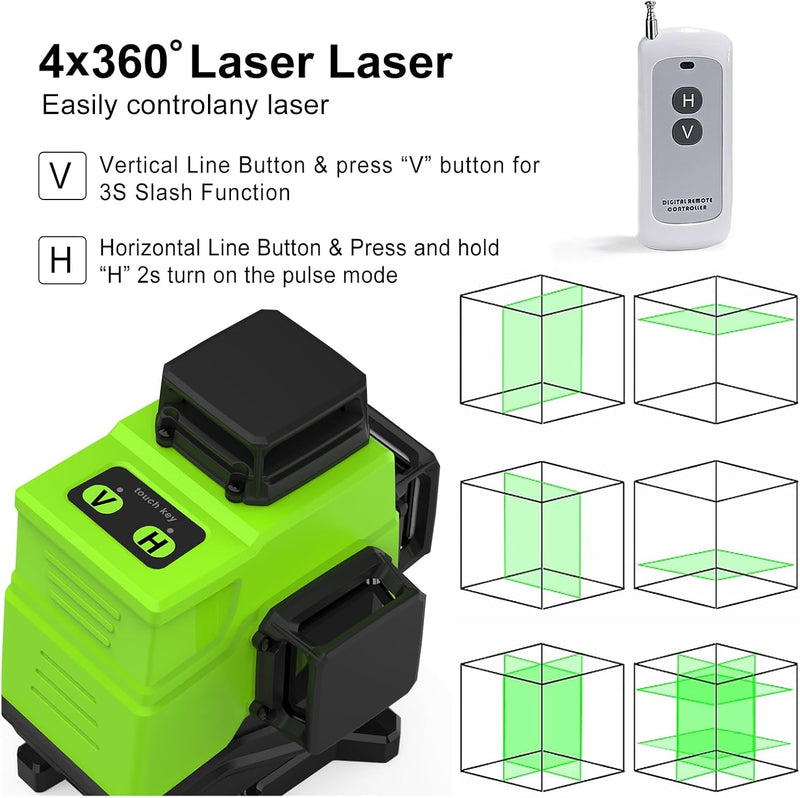 Zokoun Boden und Wand des Lasermoduls Leistungsstarkes Grün 16 Linien, um 360 ° drehbare selbstnivel