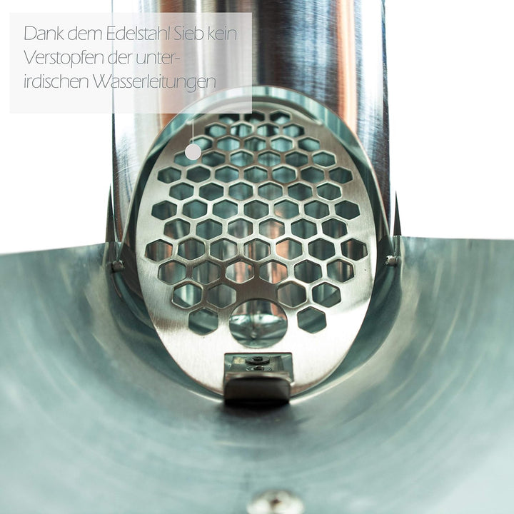Zink Regenrohrklappe 100 mm mit Edelstahl Sieb - Titanzink Fallrohrklappe als Regenwassersammler, ei