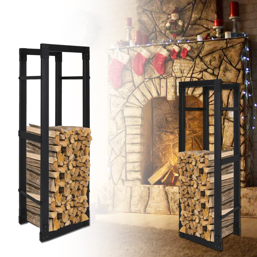 Joparri Kaminholzregal, Brennholzregal Aus Schwarzem Metall, Holzscheite Stapelhilfe für Innen, Feue