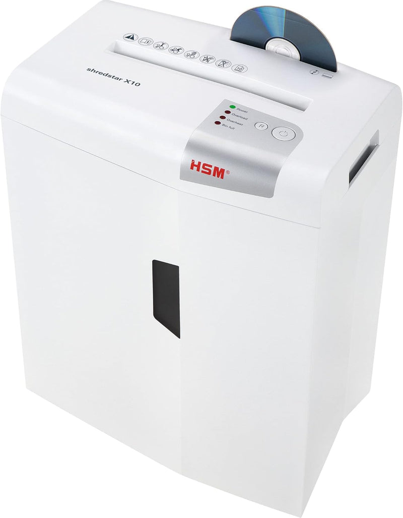 HSM shredstar X10 Aktenvernichter, Sicherheitsstufe P-4, 10 Blatt (Partikelschnitt) mit CD-Schredder