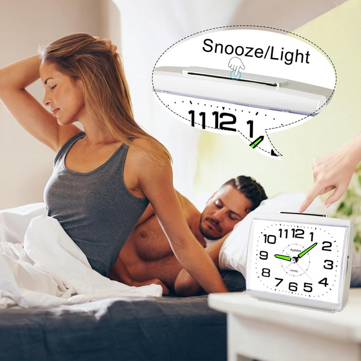 Ayybboo Wecker Analog, Ohne Ticken Wecker Retro mit Snooze Wecker mit Nachtlicht Grosses Analoge Wec