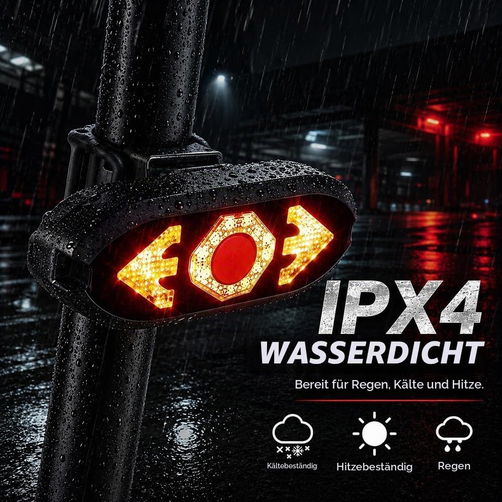 Blinker E Scooter, IPX4 USB Wiederaufladbar E Scooter Blinker mit Funkfernbedienung, Automatische Br