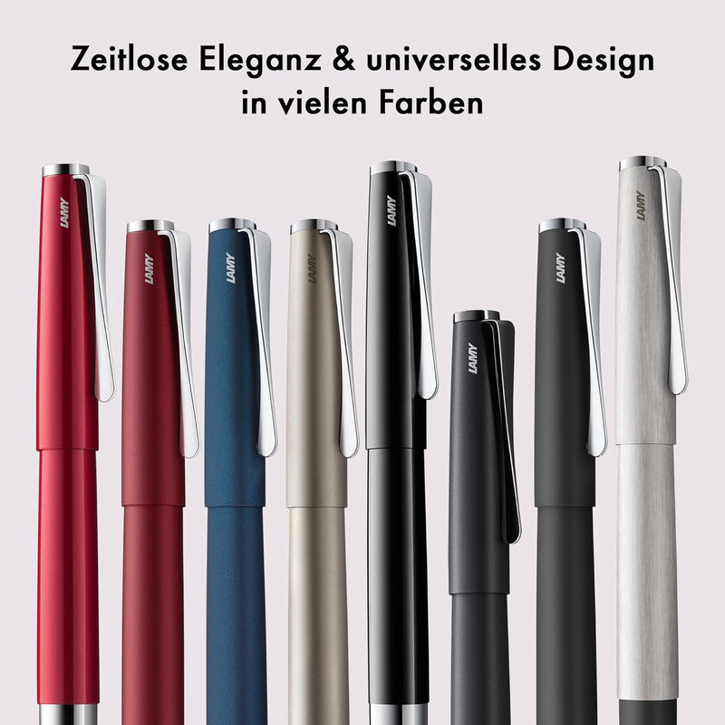 LAMY studio Tintenroller 365 - Rollpen aus Edelstahl strichmattiert in der Farbe Silber mit Griffstü