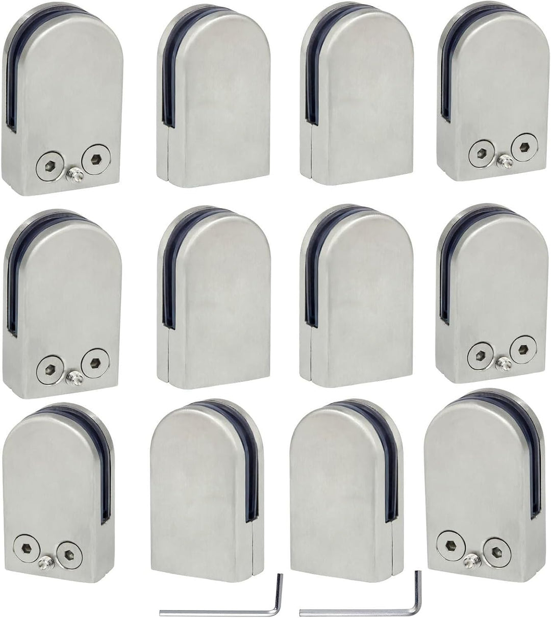 (Verbesserte Version) 12 x Edelstahl Glasklemme 304 Stainless Steel Klemmhalter Glasklemmhalter Glas