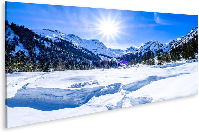 Bild auf Leinwand Berge im Dorf Perstisau in Österreich im Winter Wandbild Leinwandbild Kunstdruck P