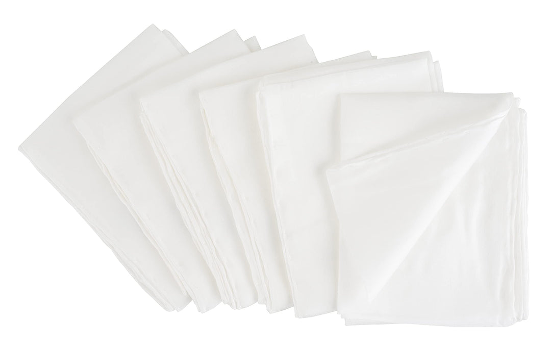 6er-Set Seidentücher, ca. 55 x 55 cm, Pongé 05, 1. Wahl, naturweiss, handrolliert