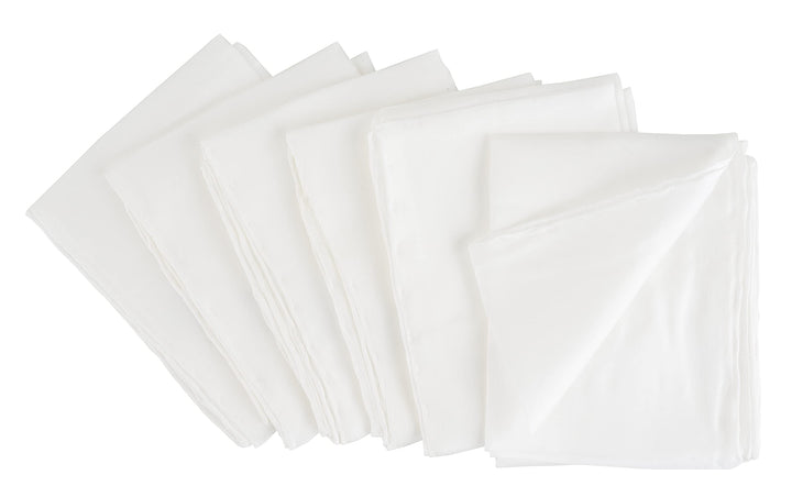 6er-Set Seidentücher, ca. 55 x 55 cm, Pongé 05, 1. Wahl, naturweiss, handrolliert