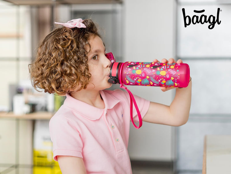 Baagl Kinder Trinkflasche Auslaufsicher Wasserflasche 500ml, Schule und Sport Flasche für Jungen Mäd