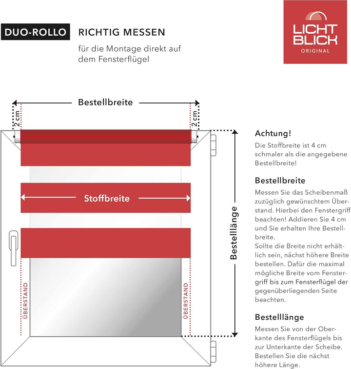Lichtblick Doppelrollo Klemmfix ohne Bohren, Streifen, Blickdicht, Klemmträger-Montage, Sichtschutz,