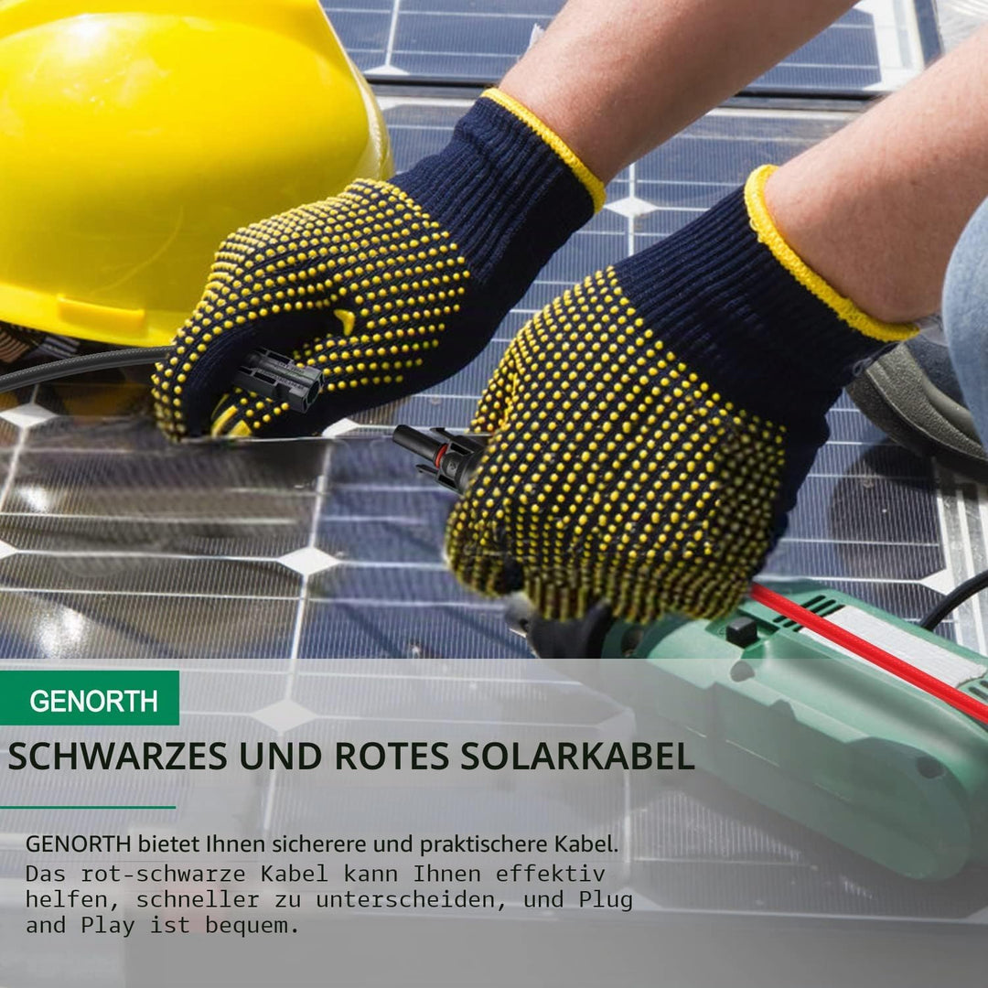 GENORTH 6 mm² Solarkabel Y-Verteiler 3 Paar,1Y2 Solarpanel Y Stecker 10AWG Y Stecker Fotovoltaik Kab