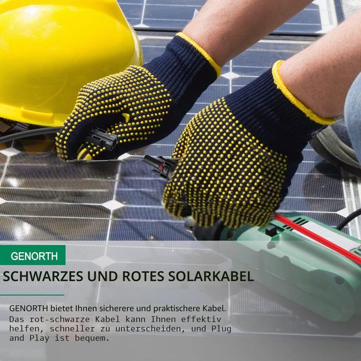 GENORTH 6 mm² Solarkabel Y-Verteiler 3 Paar,1Y2 Solarpanel Y Stecker 10AWG Y Stecker Fotovoltaik Kab