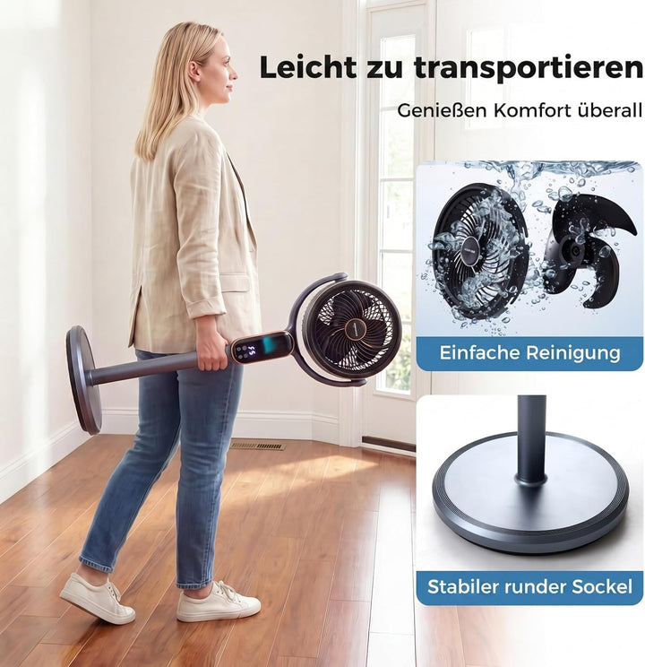 COSTWAY Standventilator leise mit Fernbedienung, Ventilator 54-96 cm höhenverstellbar, Bodenventilat