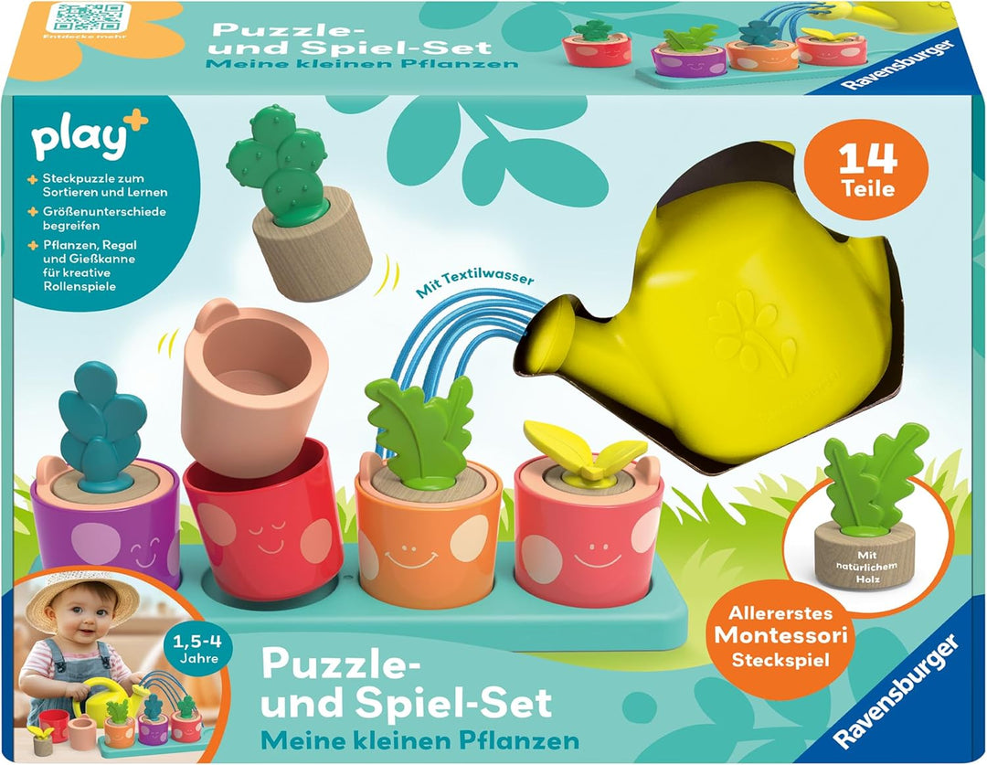 Ravensburger 12034063 Play+ Puzzle- & Spiel-Set: Meine kleinen Pflanzen, Kinderpuzzle, Pretend Play