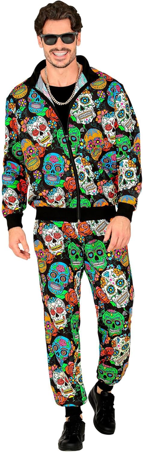 Widmann - Kostüm Trainingsanzug, Dia de los Muertos, 80er Jahre Outfit, Jogginganzug, Day of the Dea