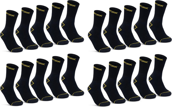 Herren Arbeitssocken (10 oder 20 Paar) WORK Socken Baumwolle 43-46 20 Paar | Schwarz, 43-46 20 Paar
