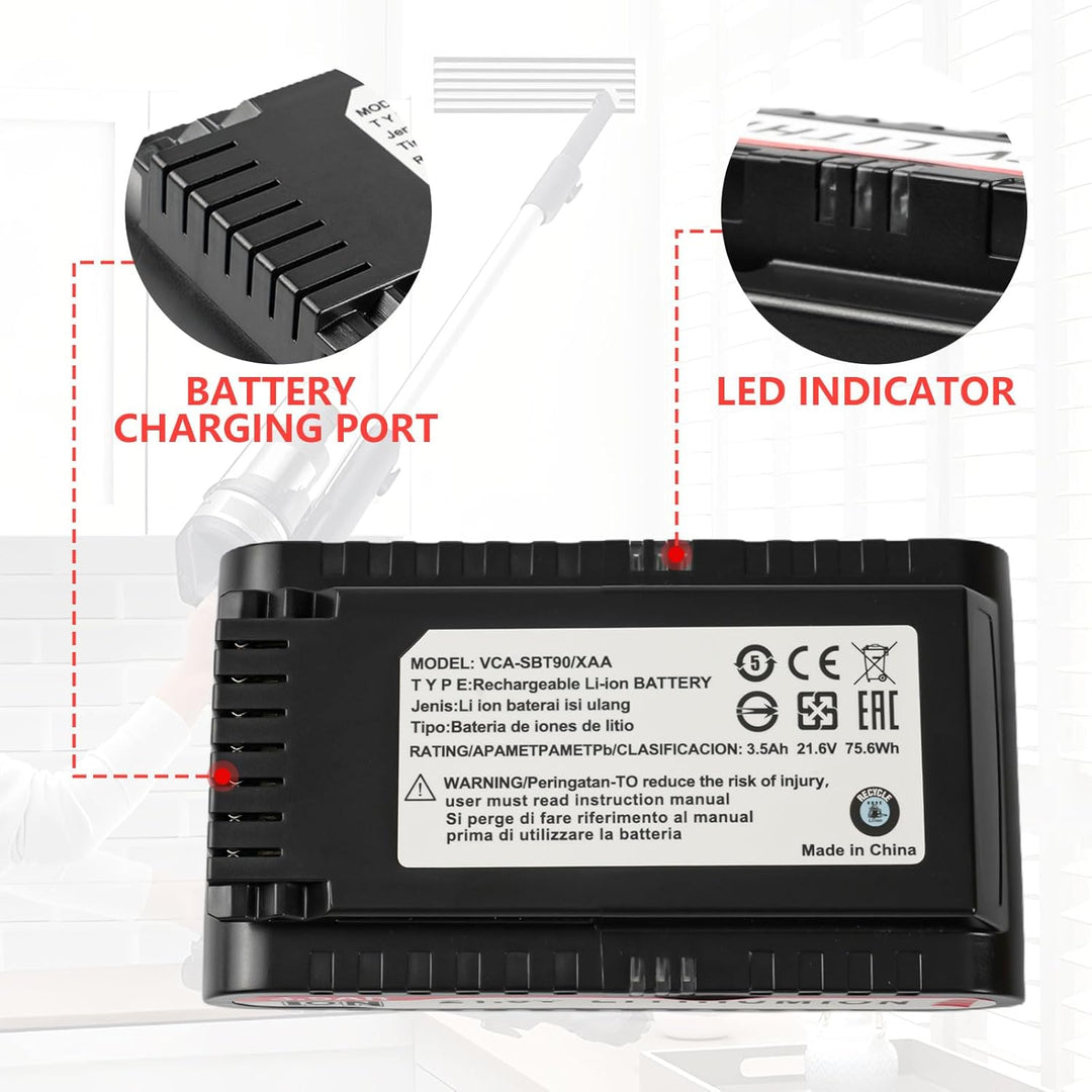 VCA-SBT90/XAA Battery for Samsung Jet 75 Battery, Compatible with Samsung Jet 75/75+/75 Pet/Jet 90/9