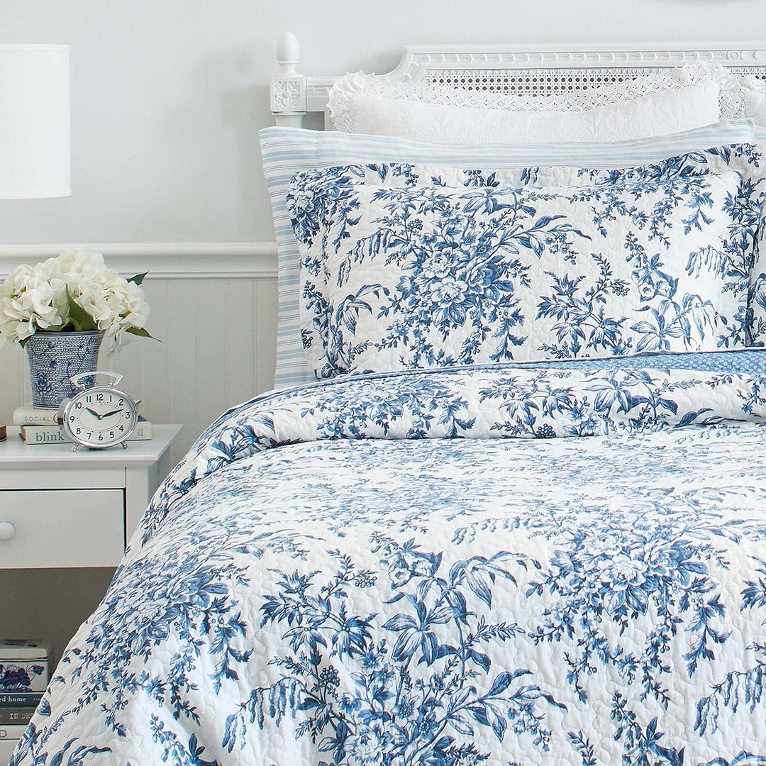 Laura Ashley Bedford Wendebettwäsche Baumwolle Twin blau, Twin