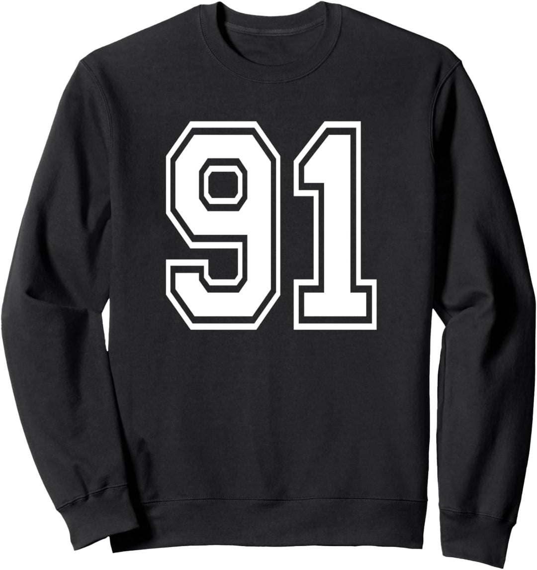 Number 91 Numbered Uniform Sports Jersey Team 91st Birthday Sweatshirt