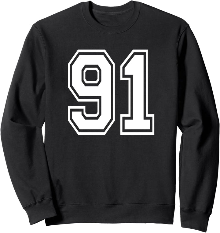 Number 91 Numbered Uniform Sports Jersey Team 91st Birthday Sweatshirt