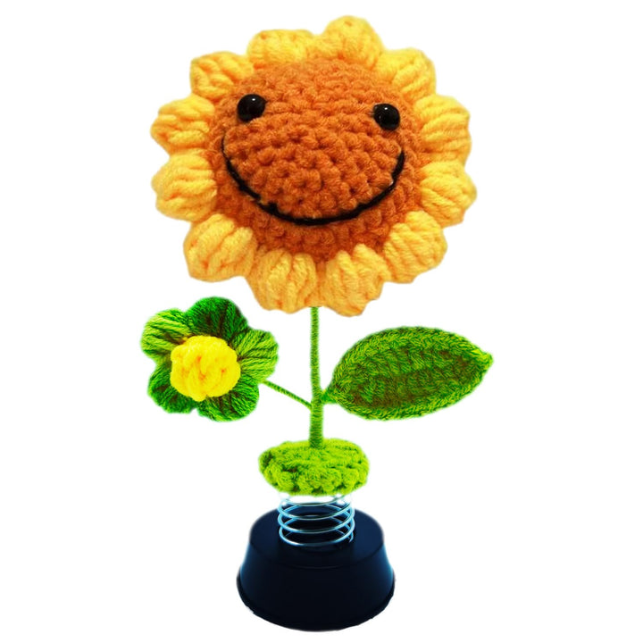 Wackelfigur Auto Deko,Wackeldackel FüRs Auto,Gestrickte Sonnenblume Wackelfigur,Eltern Dashboard,Lus
