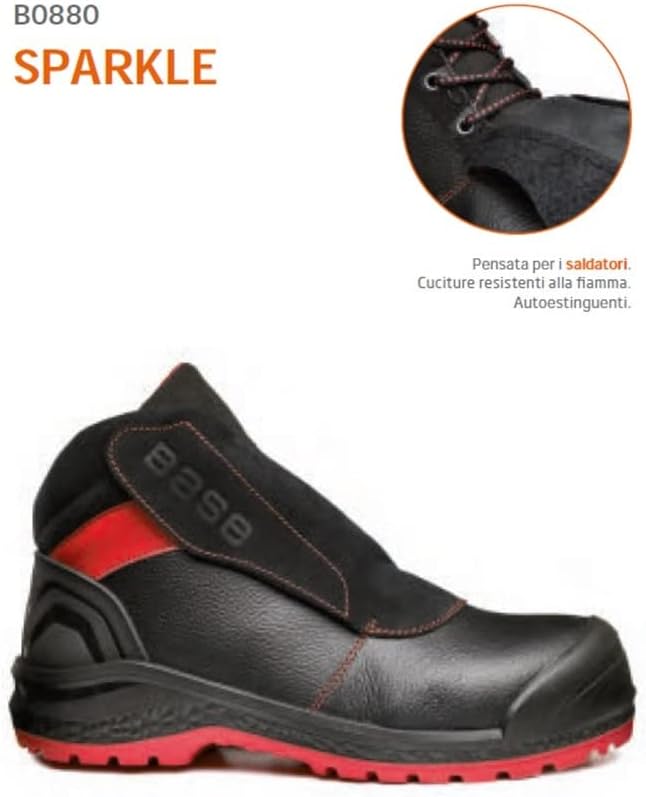 BASE Protection Unisex Sparkle sicherheitsschuhe, Schwarz Rot, 42 EU 42 EU Schwarz / Rot, 42 EU Schw