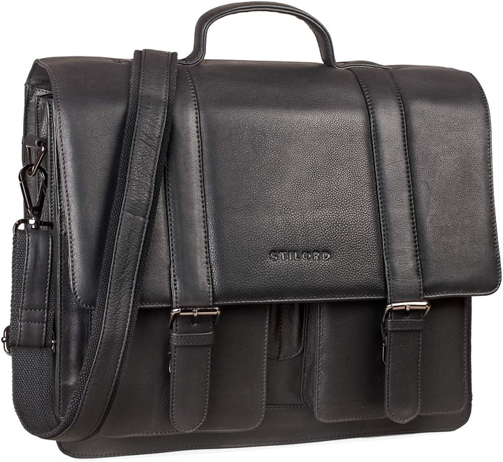 STILORD 'Marius' Klassische Lehrertasche Leder Schultasche XL gross Aktentasche zum Umhängen Busines