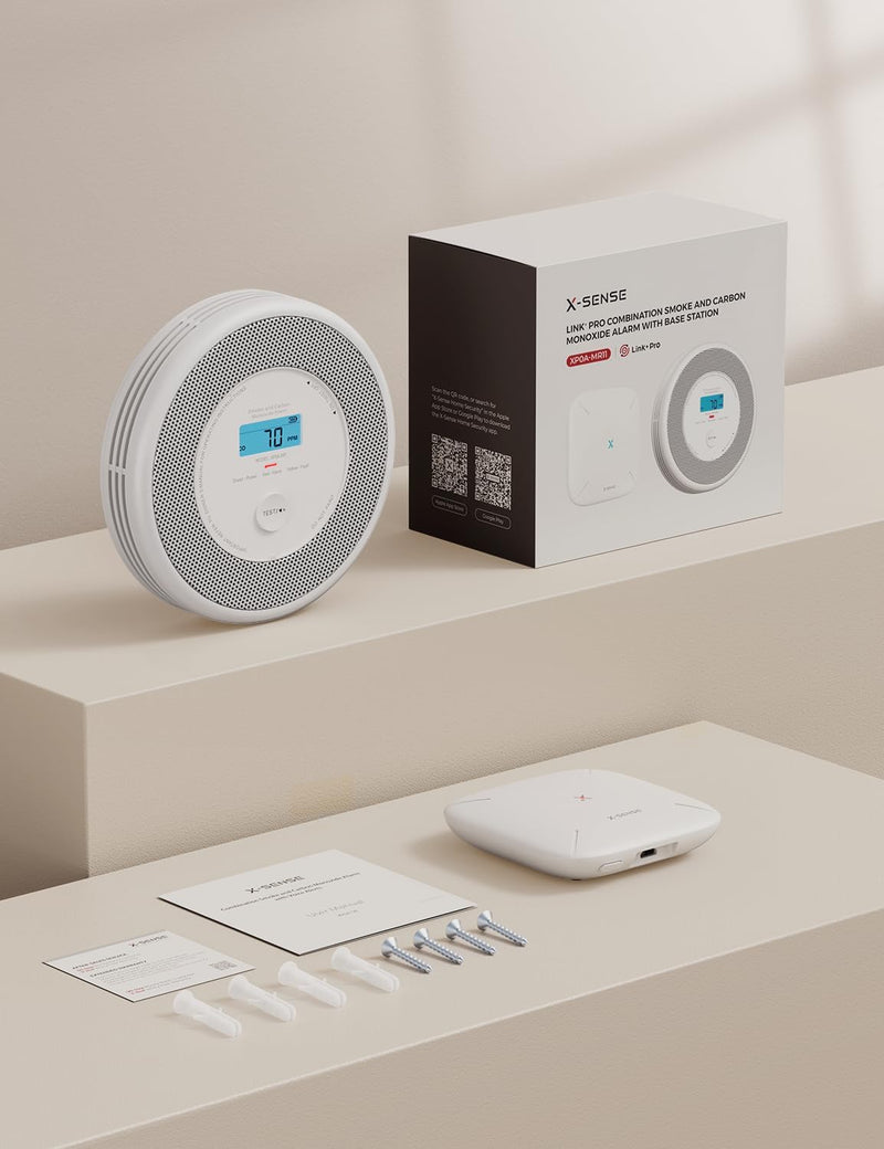 X-Sense WLAN-Rauch- und Kohlenmonoxidmelder, Sprachalarm und Standortansage, 2-in-1 Rauchmelder mit