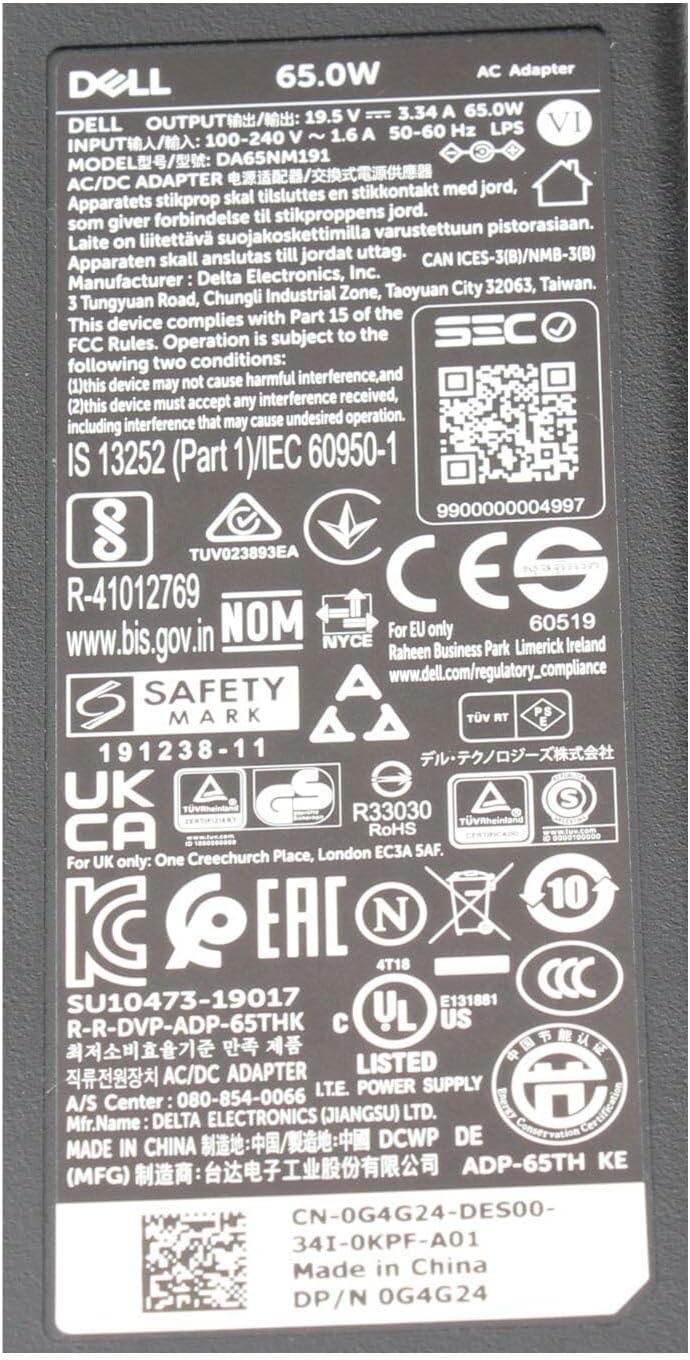 Dell 0MGJN9 Original Netzteil 65 Watt für Vostro 15 (3568), (5568), Inspiron 15 (3567), (3590), 17 (